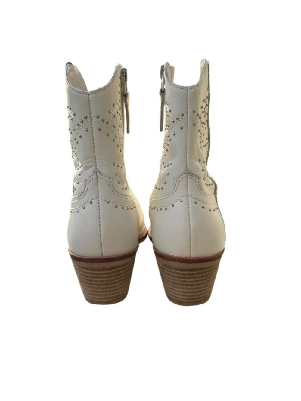 Dolce Vita Solow Stud Off White Leather Western Boot Womens 9.5 Cowgirl Core